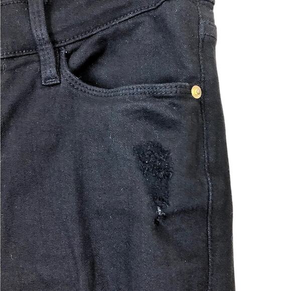 Frame Le Skinny Black Highly Distressed Busted Knee Jeans Size 26 - Picture 10 of 11